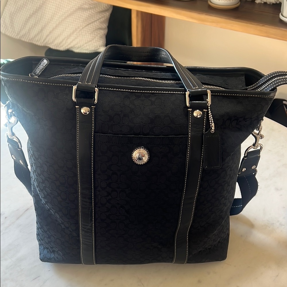Coach Midnight Black Signature Tote